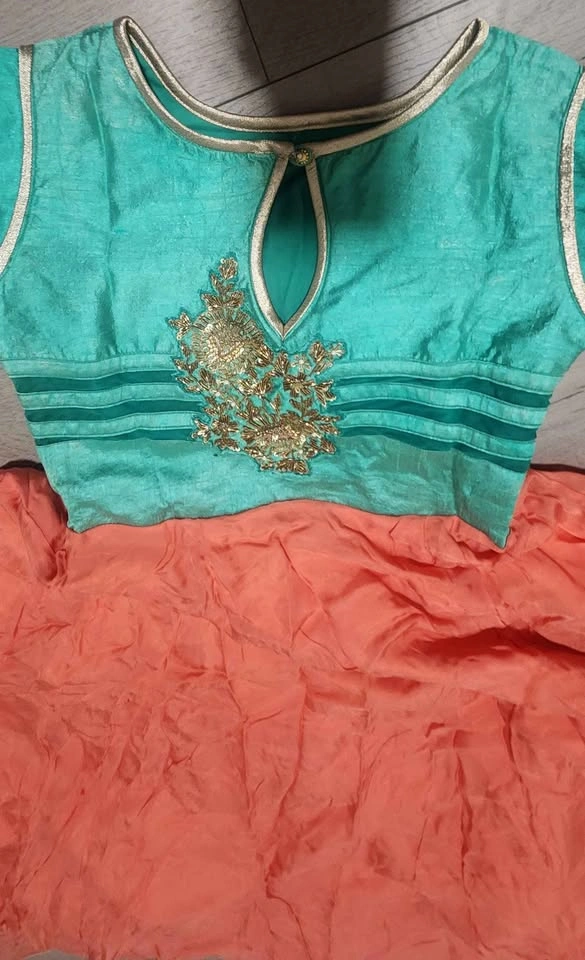 Beautiful Peach & Teal Indian Suit Set - photo 2