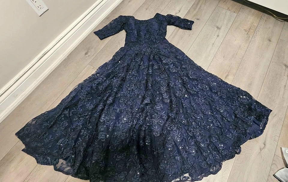 Navy Blue Designer Party Gown – $100