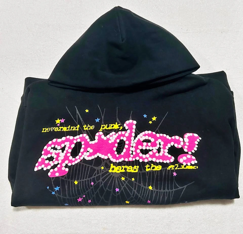 Sp5der/Spider Black/Pink Hoodie Sweater - Large
