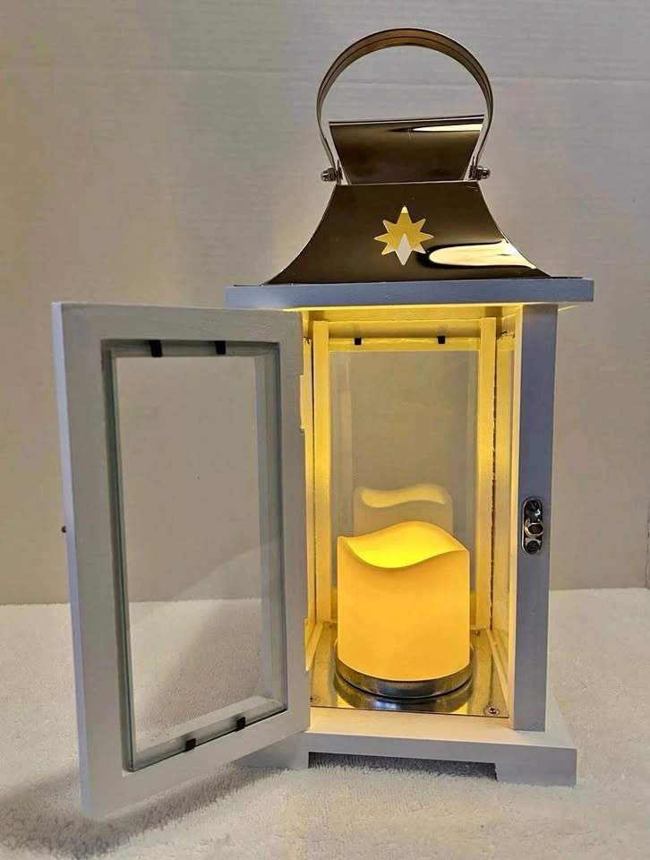 New in Box Memorial Lantern Flameless LED Candle Copper White
