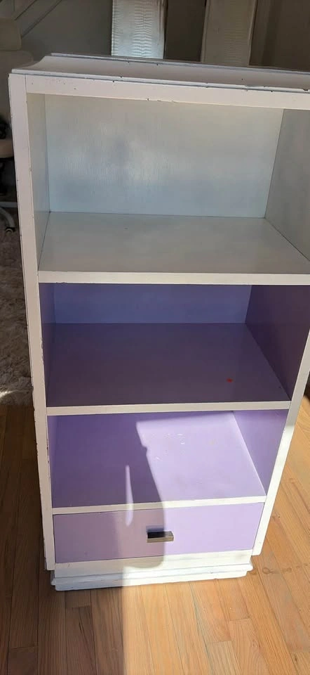 White and Purple Wooden Bookshelf with Drawer - photo 4