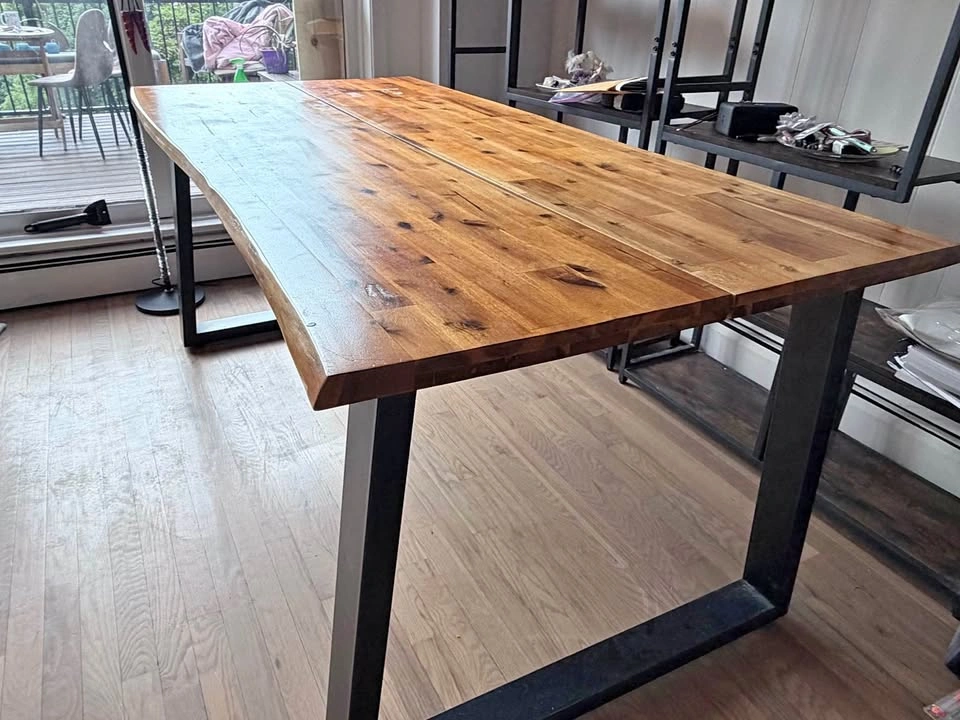 Live Edge Wood Dining Table with Metal Legs