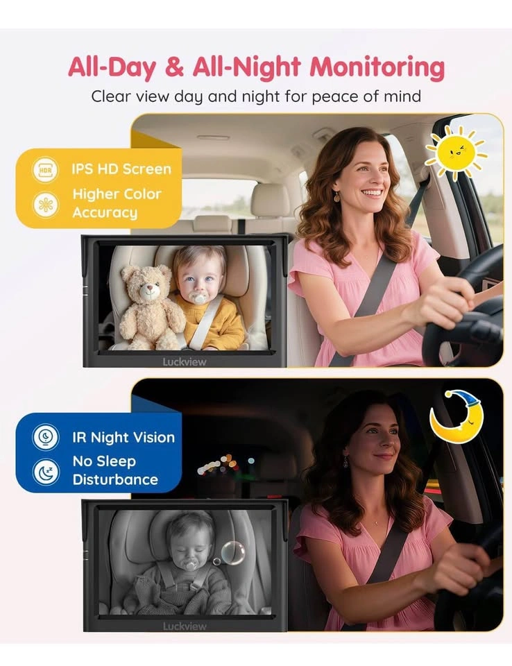 LUCKVIEW BM1 Baby Car Camera – 5” 1080P Baby Car Seat Camera - photo 3