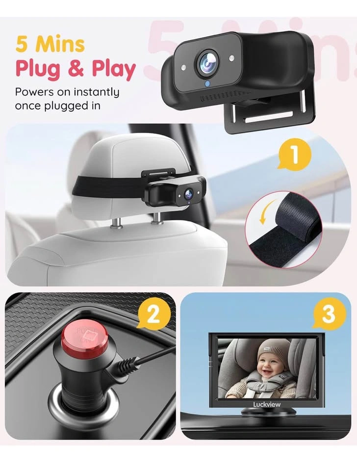 LUCKVIEW BM1 Baby Car Camera – 5” 1080P Baby Car Seat Camera - photo 5