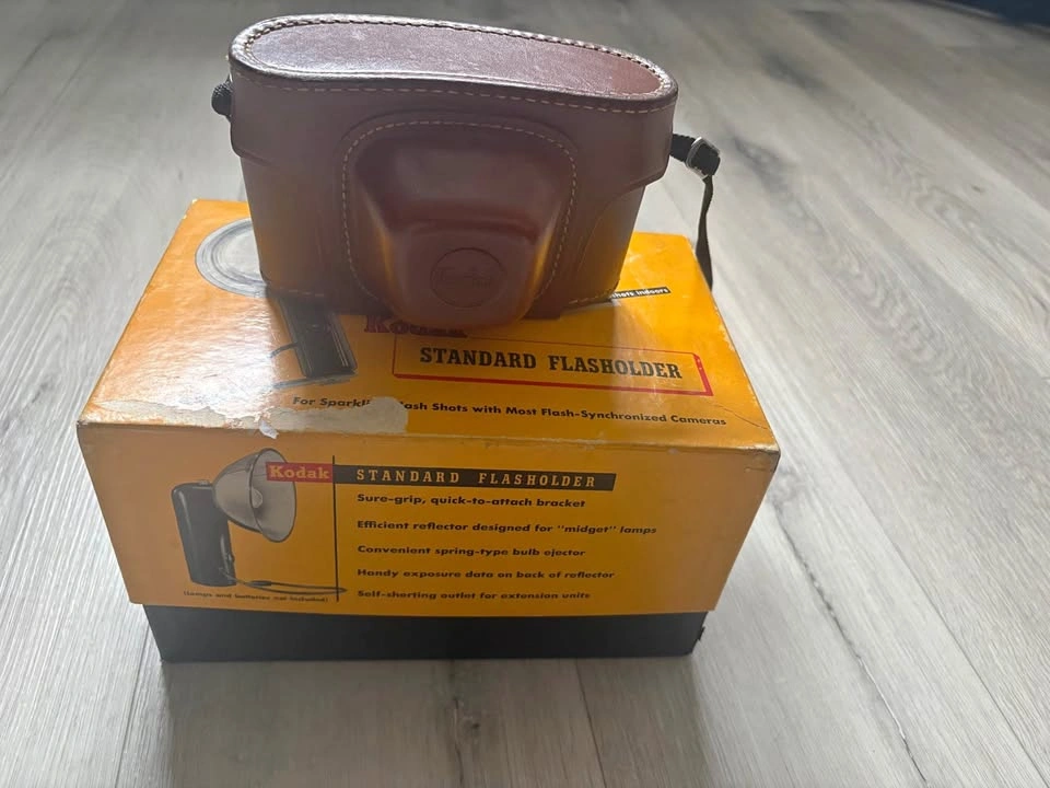 Vintage Kodak Pony 135 Film Camera with Case and Flash