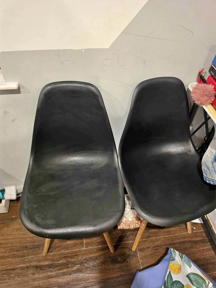 Pair of Black Mid-Century Modern Shell Chairs
