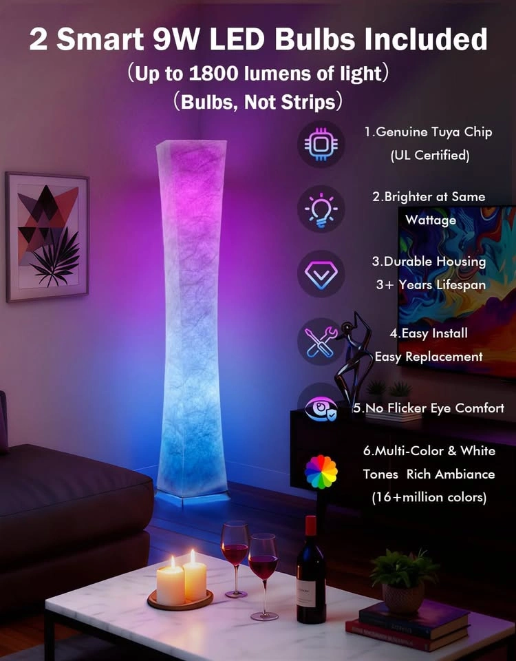 RGB+CCT Smart Floor Lamp with Remote - photo 2