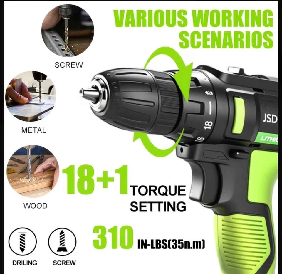 Cordless Drill Kit w/ 2 Batteries, Charger & Toolbox - photo 2