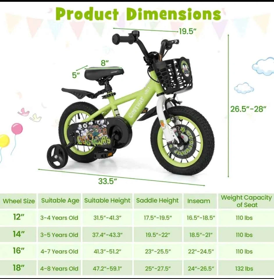 Kids 12" Training Bike - Neon Green (95% Pre-Assembled!) - photo 3