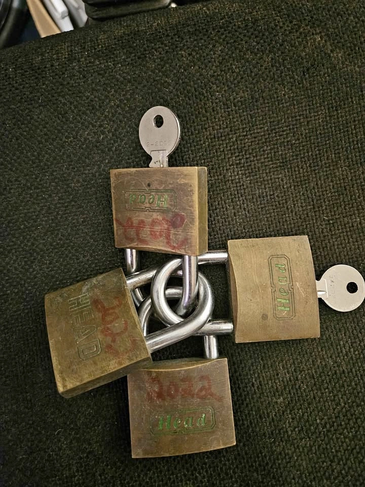 4 SOLID BRASS LOCKS ALL KEYED ALIKE