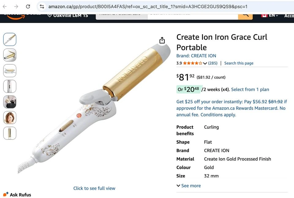 32mm Create Ion Iron Grace Curl Portable (CIC-W15N) - photo 3