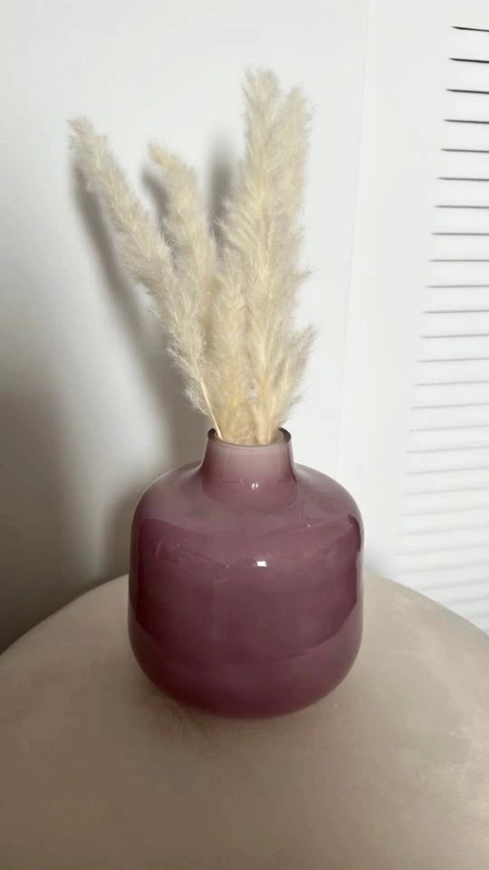 Pinkish Purple Vase with Pampas Grass