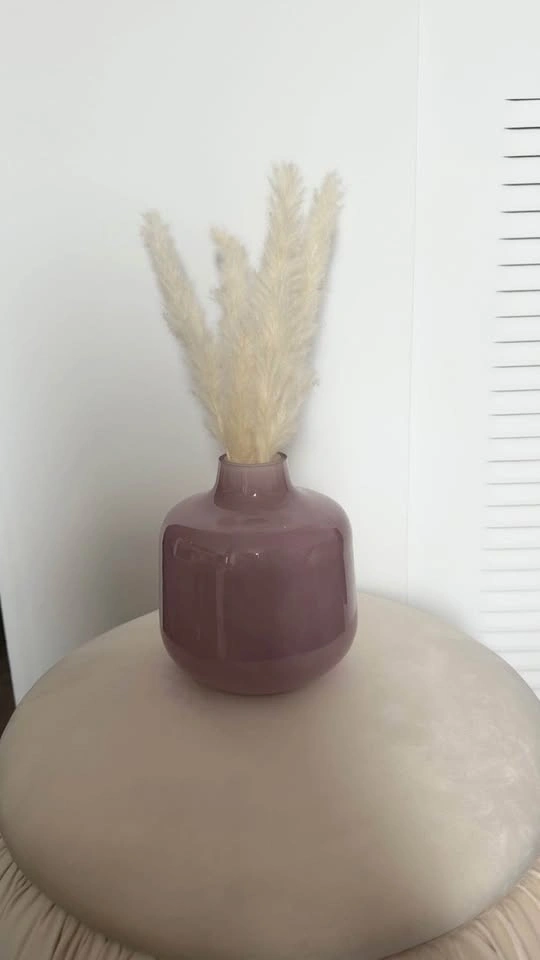 Pinkish Purple Vase with Pampas Grass - photo 2