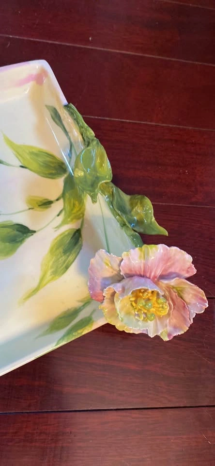 Eva Gordon Ceramic Plate - Rare 3D Flower, Signed - photo 2