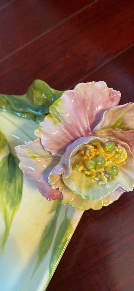 Eva Gordon Ceramic Plate - Rare 3D Flower, Signed - photo 3