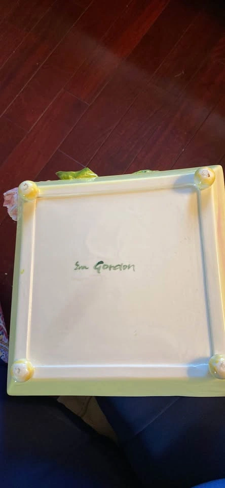 Eva Gordon Ceramic Plate - Rare 3D Flower, Signed - photo 4