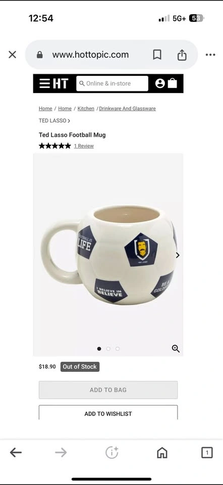 Rare Ted Lasso Football Mug