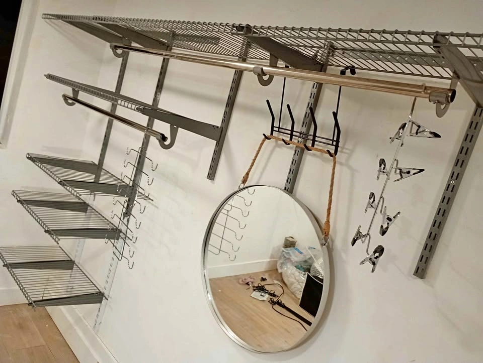 Large Modern Wall-Mounted Closet Organizer - 8 Shelves / 3 Rods