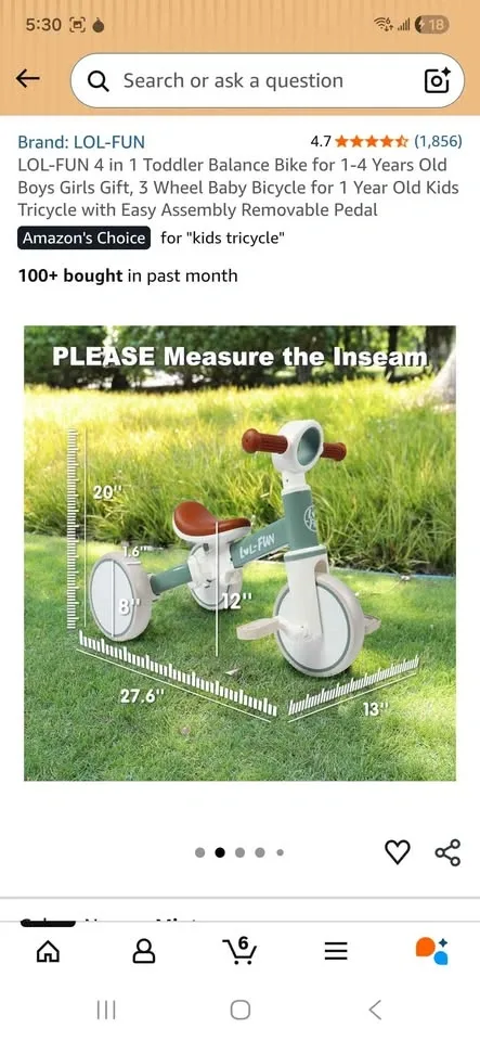 LOL-FUN 4 in 1 Toddler Balance Bike (1-4 Yrs) - photo 2