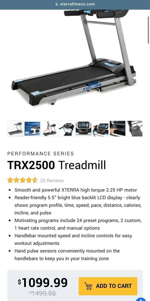 Xterra TRX2500 2.25 HP Folding Treadmill