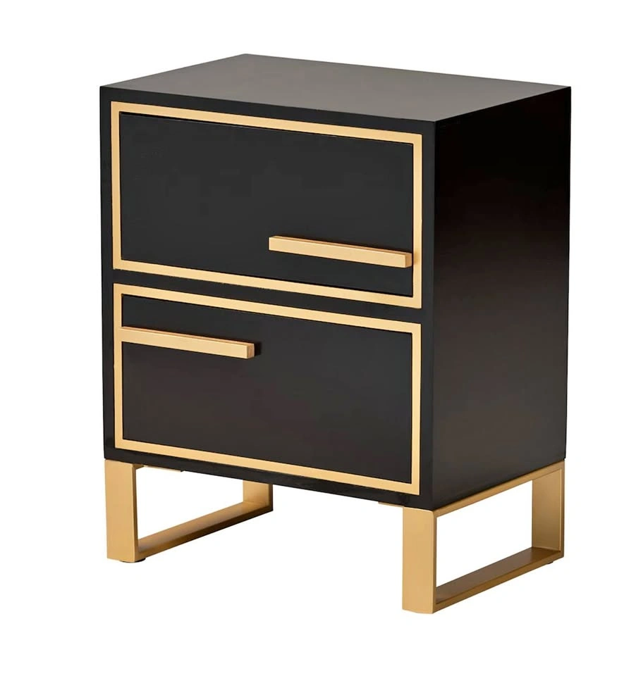 SET OF 2: Luxury Black & Gold Nightstands / End Tables