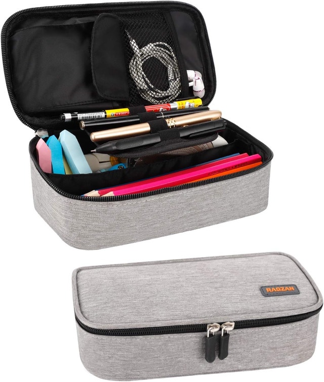 Large Capacity Grey Oxford Cloth Pencil Case