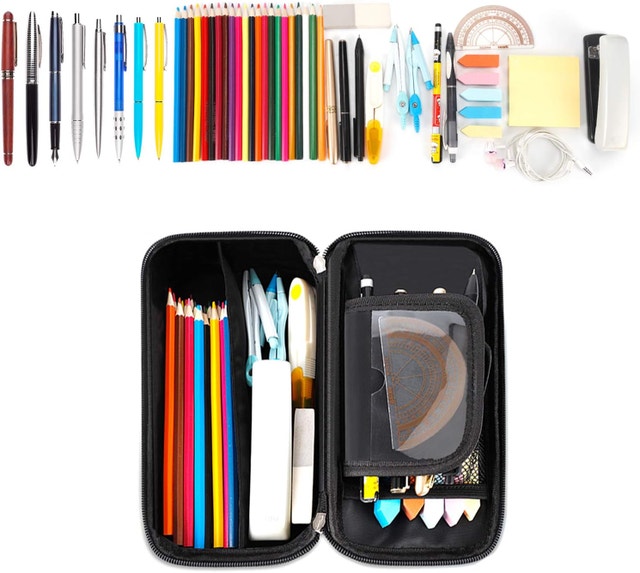 Large Capacity Grey Oxford Cloth Pencil Case - photo 3