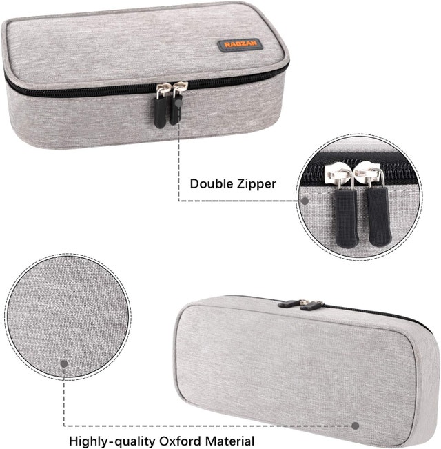Large Capacity Grey Oxford Cloth Pencil Case - photo 5