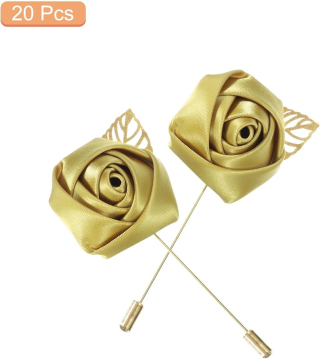 NEW MECCANIXITY 40 Pcs GOLD Groom Rose Boutonnieres Pins - photo 3