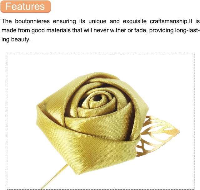 NEW MECCANIXITY 40 Pcs GOLD Groom Rose Boutonnieres Pins - photo 4