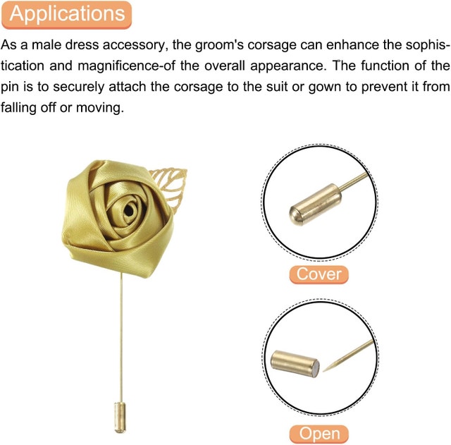 NEW MECCANIXITY 40 Pcs GOLD Groom Rose Boutonnieres Pins - photo 5