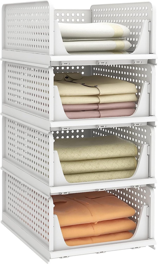 4-Pack White Foldable Clothes Drawer Organizers