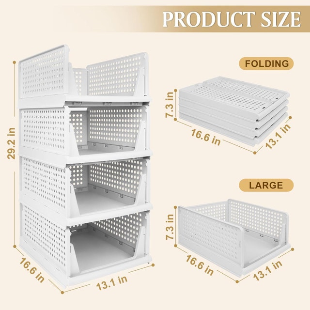 4-Pack White Foldable Clothes Drawer Organizers - photo 2