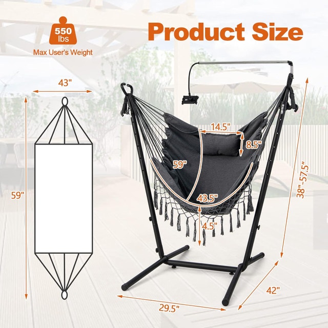 NEW Hammock Chair Swing with Stand & Phone Holder - photo 2