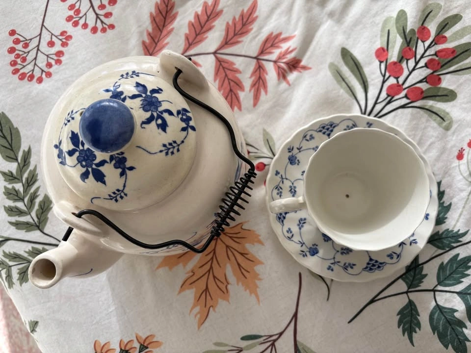 Blue and White Floral Teapot and FLOWER POT Set - photo 2