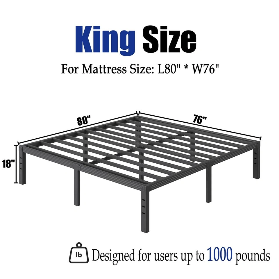 New King Size Metal Platform Bed Frame - Black - photo 2