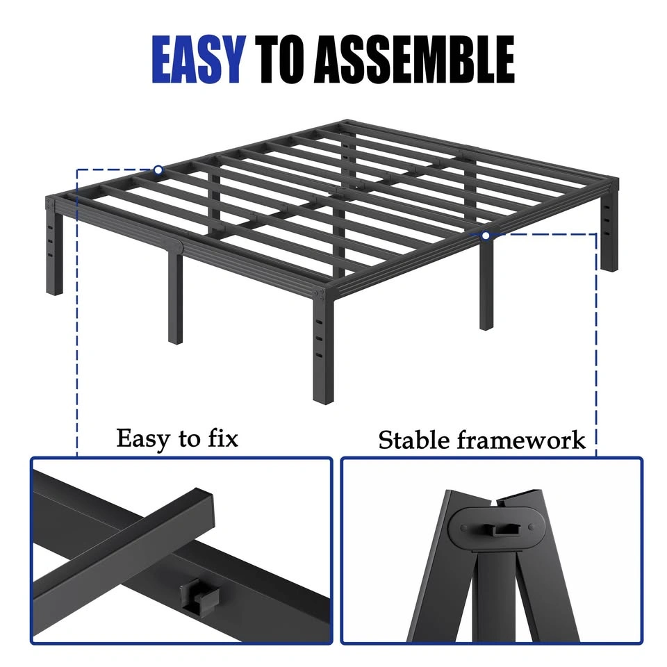 New King Size Metal Platform Bed Frame - Black - photo 4