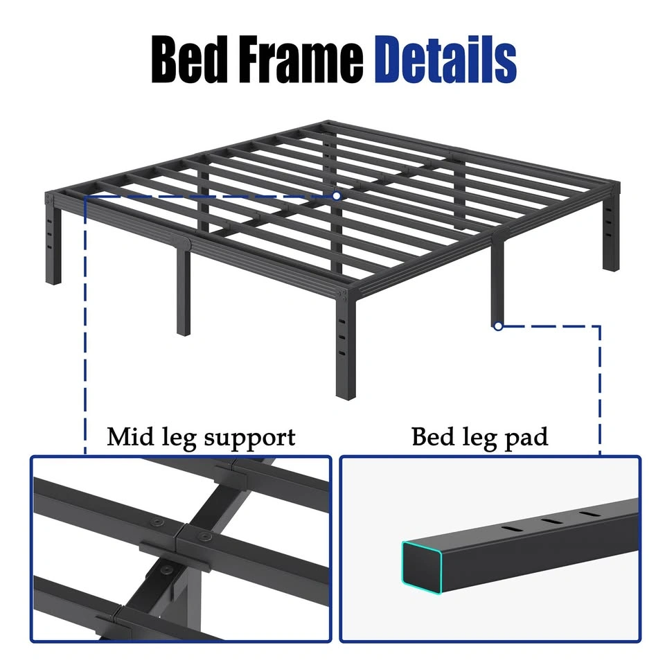 New King Size Metal Platform Bed Frame - Black - photo 5