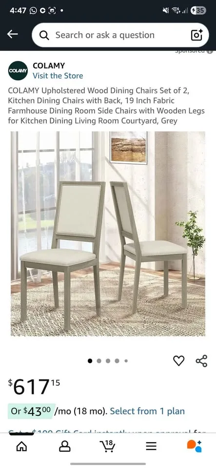Set of 2 Upholstered Dining Chairs – Brand New, Modern & Sturdy image indicator(5)