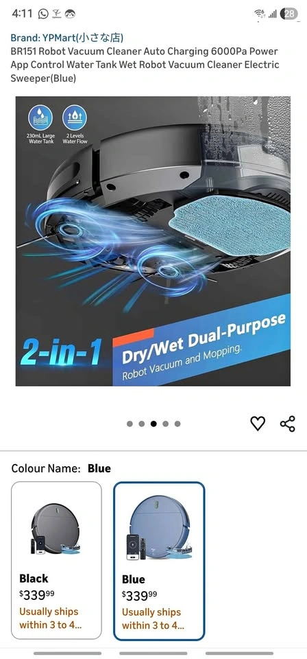 Blue br151 Vacuum Mop 2in1 robot