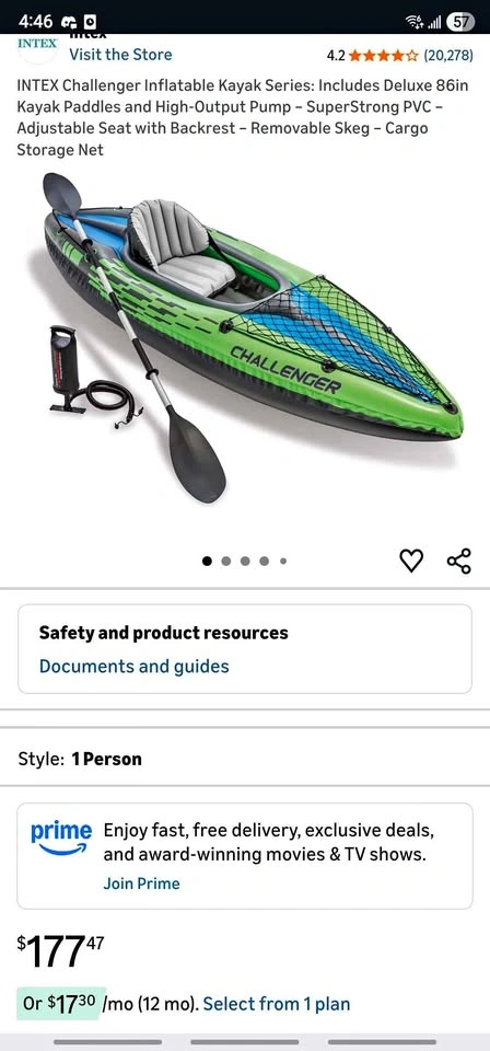 Inflatable Kayak for Single Person