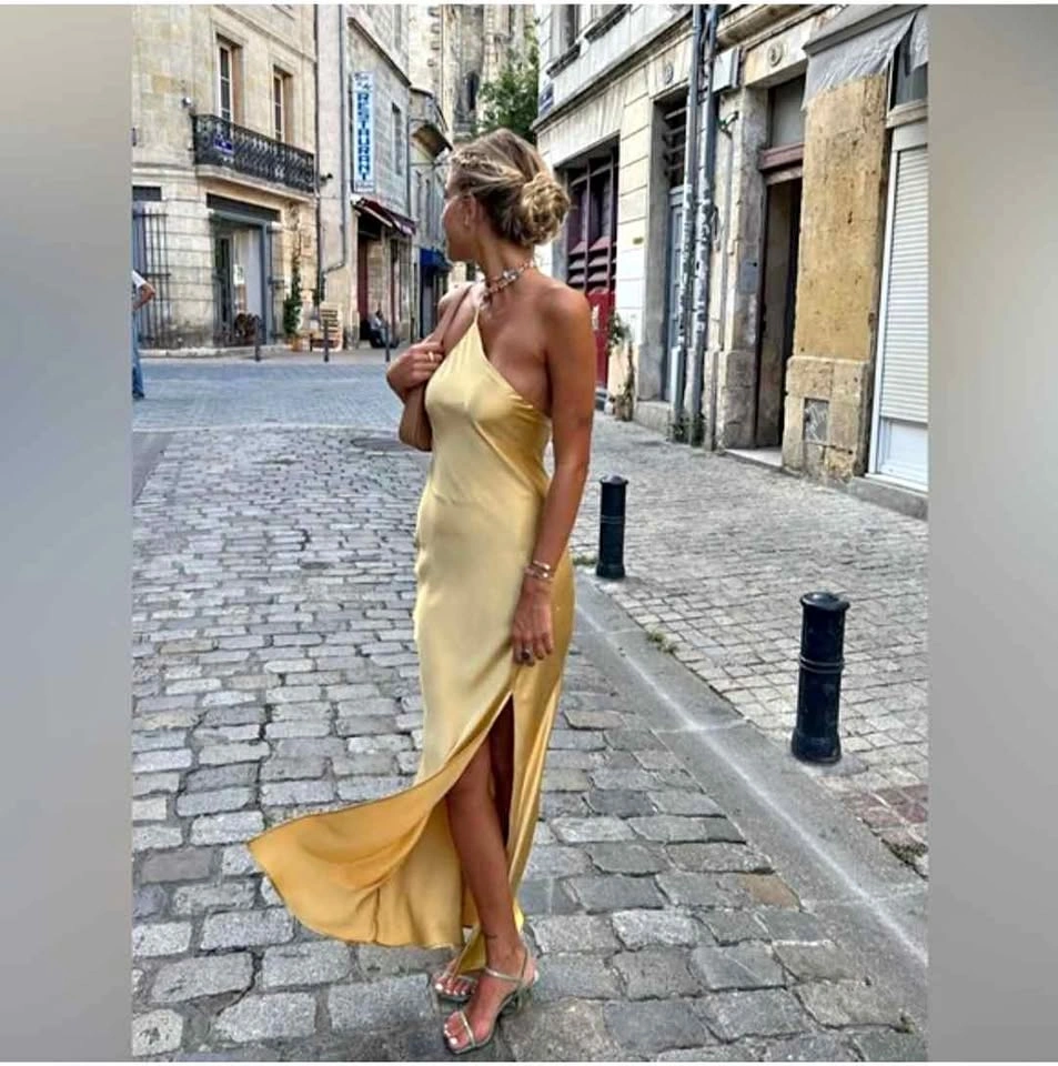 Brand New Yellow Satin Dress