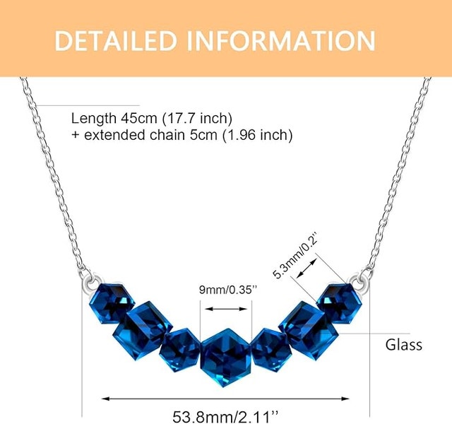 Elegant 7 Stones Crystal Blue Cube Necklace - photo 2