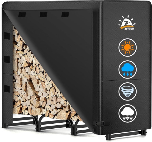 NEW Zettum Firewood Rack Cover 4 Feet, 600D Waterproof