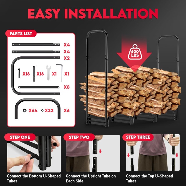 NEW Zettum Firewood Rack Cover 4 Feet, 600D Waterproof - photo 5