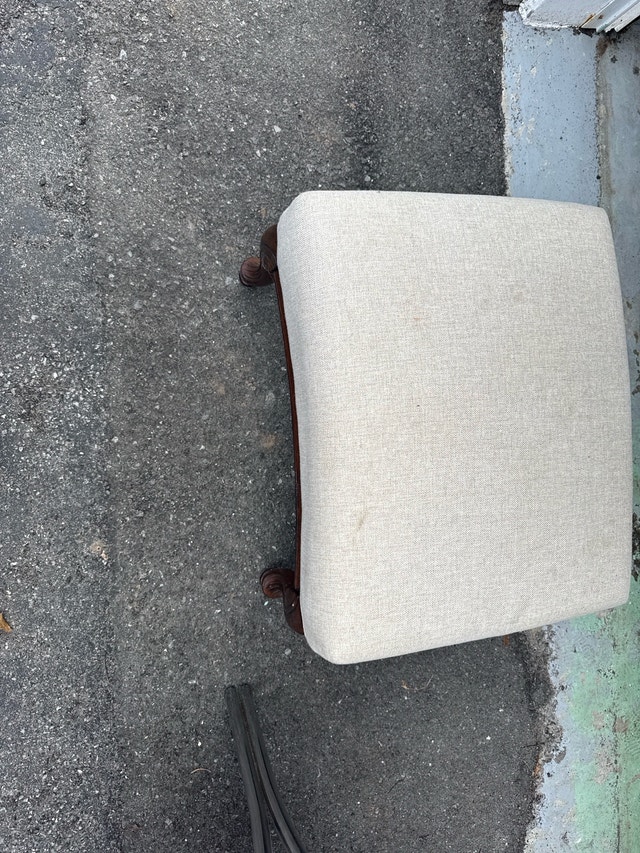 Small Ottoman / Footrest – Solid Wood Base