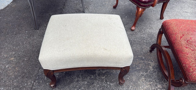 Small Ottoman / Footrest – Solid Wood Base - photo 2