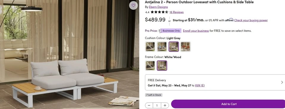 2-Person Outdoor Loveseat with Side Tables & Cushions - photo 4
