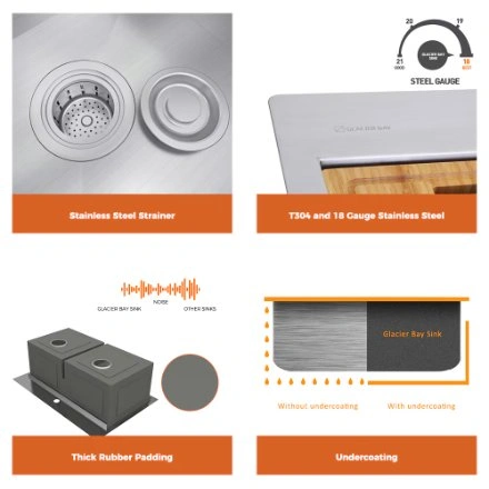 Glacier Bay 31.5" Double Bowl Workstation Sink Combo - photo 4