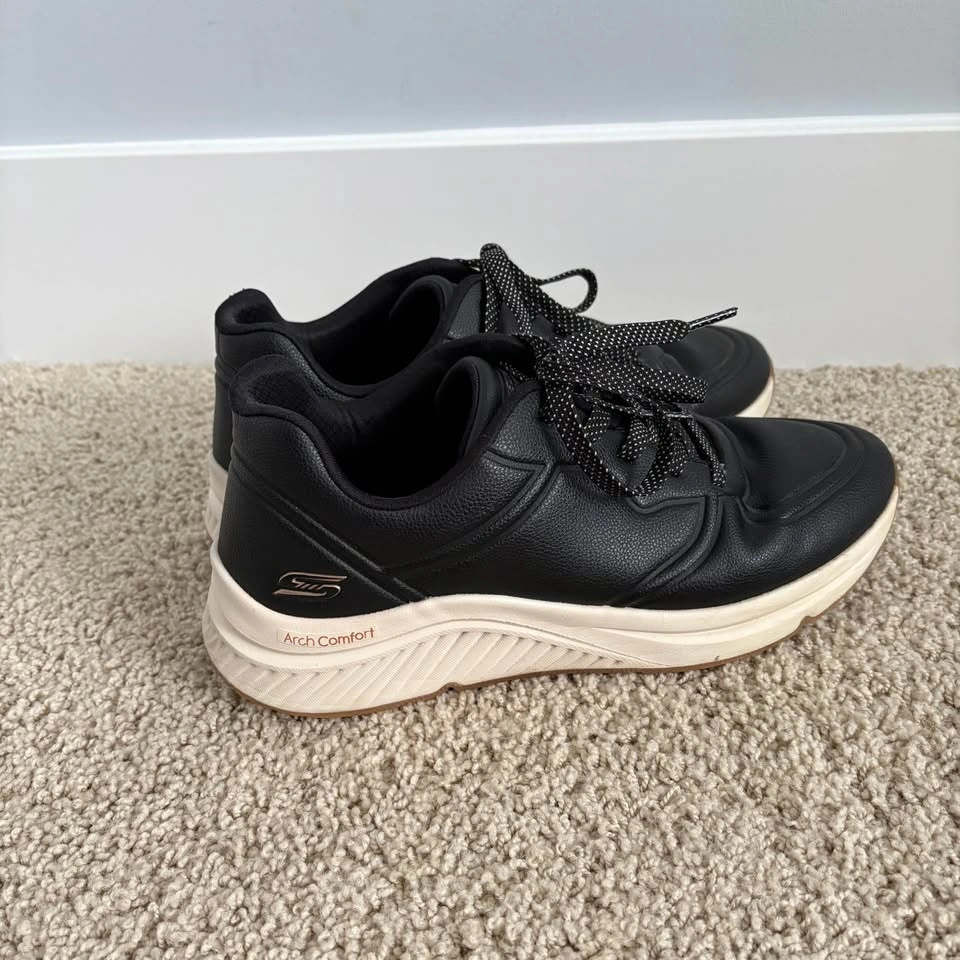 Skechers Women's 8.5 Bobs Squad Arch Comfort Black White Sneaker - photo 4